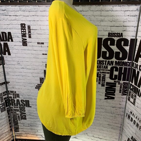 Junarose Yellow Sheer Side Tassel Tie Top - Picture 3 of 6